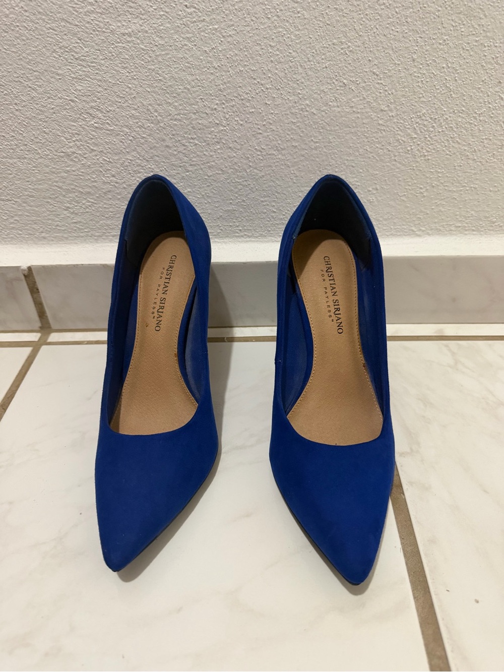 Christian Siriano Cobalt Pointed-Toe Suede Pumps